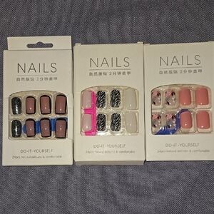 3 DIY Nail Set - Black, Pink, Nude